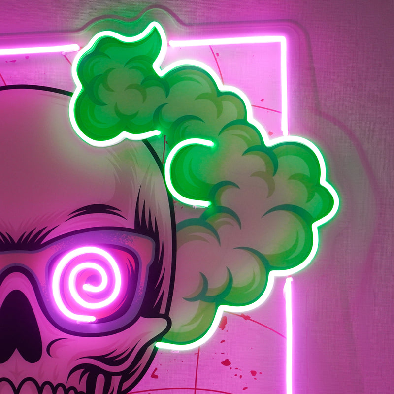 Smoking High Skull LED Neon Sign Light Pop Art