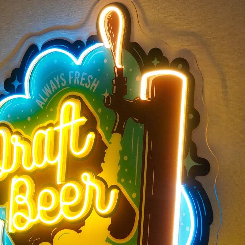 Draft Beer LED Neon Sign Light Pop Art