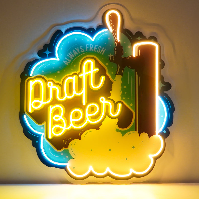 Draft Beer LED Neon Sign Light Pop Art