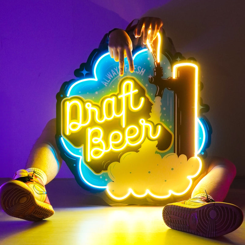 Draft Beer LED Neon Sign Light Pop Art