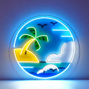 Hawaii Beach Circle LED Neon Sign Light Pop Art