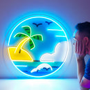 Hawaii Beach Circle LED Neon Sign Light Pop Art