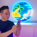Hawaii Beach Circle LED Neon Sign Light Pop Art