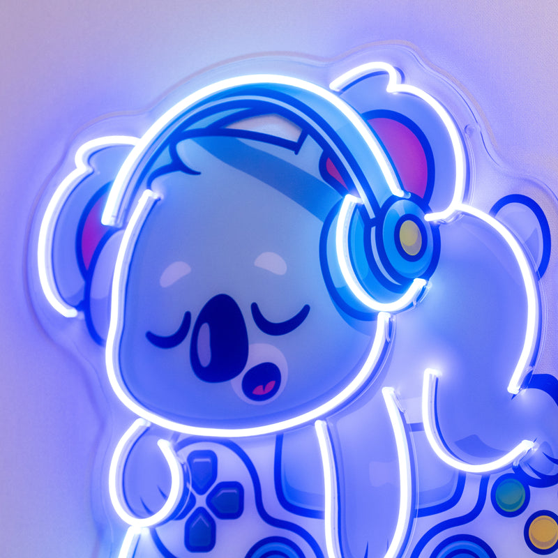 Cute Koala Sleeping Game LED Neon Sign Light Pop Art