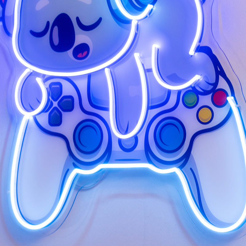 Cute Koala Sleeping Game LED Neon Sign Light Pop Art