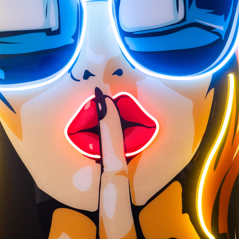 Cartoon Girl in Sunglasses LED Neon Sign Light Pop Art