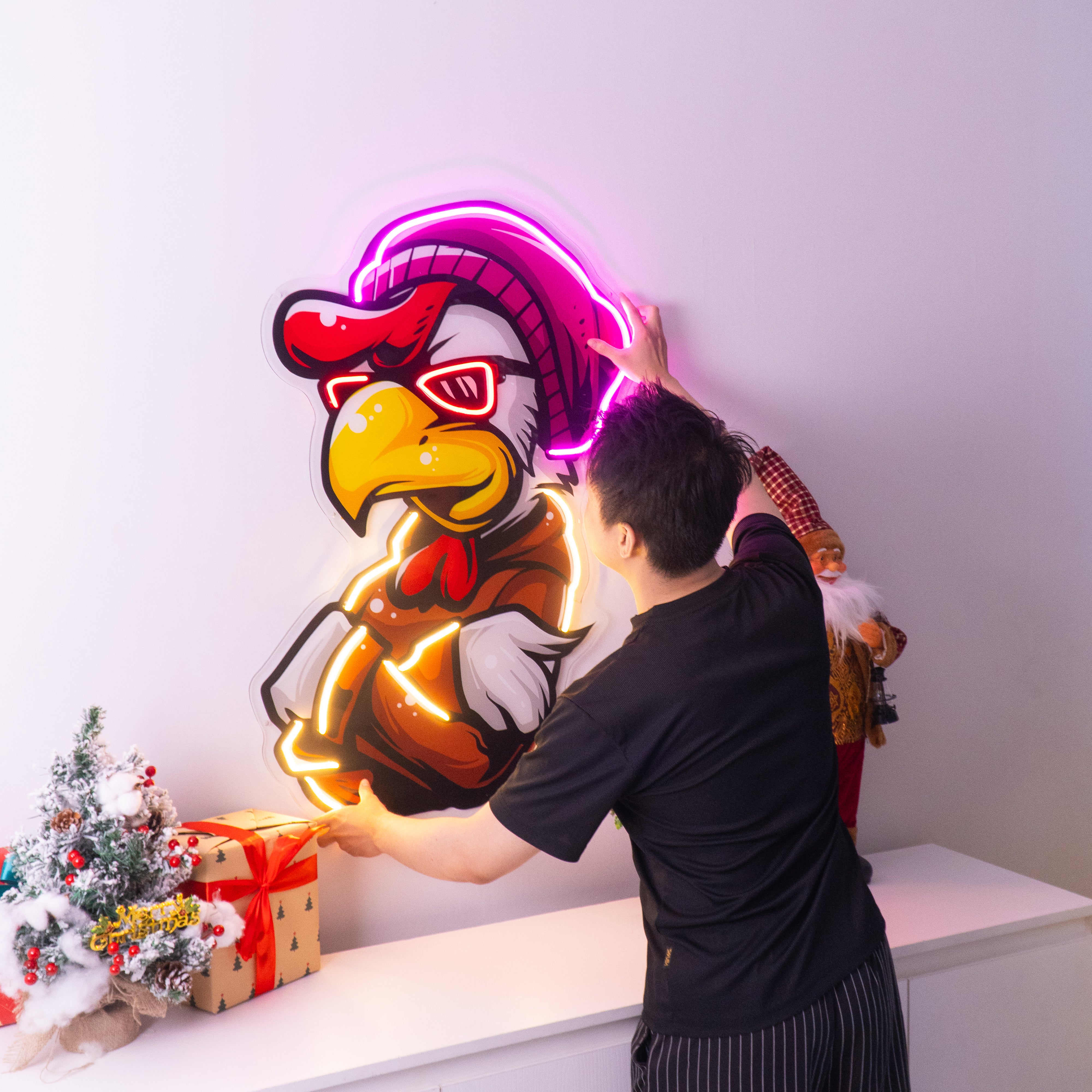 Rooster Hoodie LED Neon Sign Light Pop Art