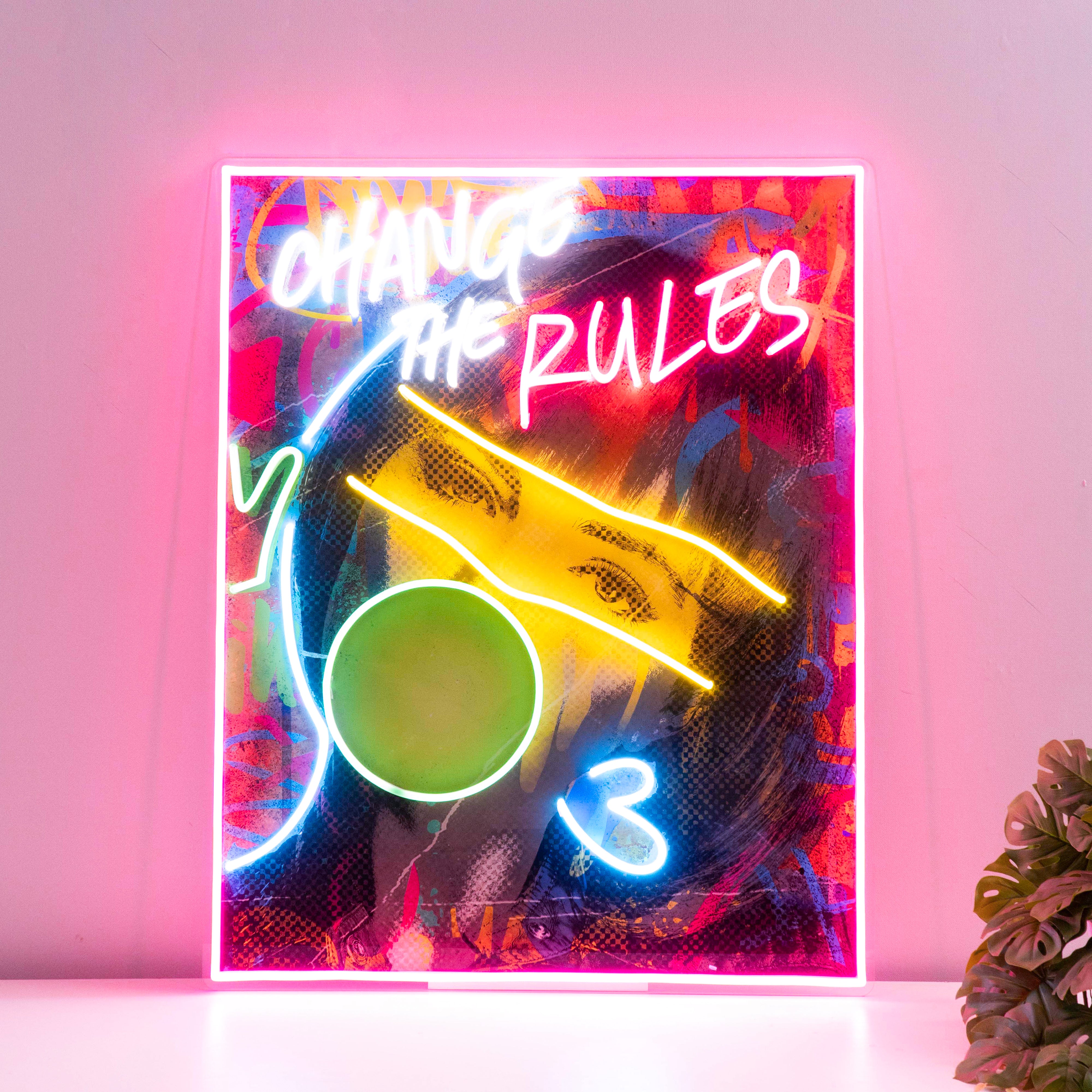 Rebelious Change The Rule Collapse Art LED Neon Sign Light Pop Art