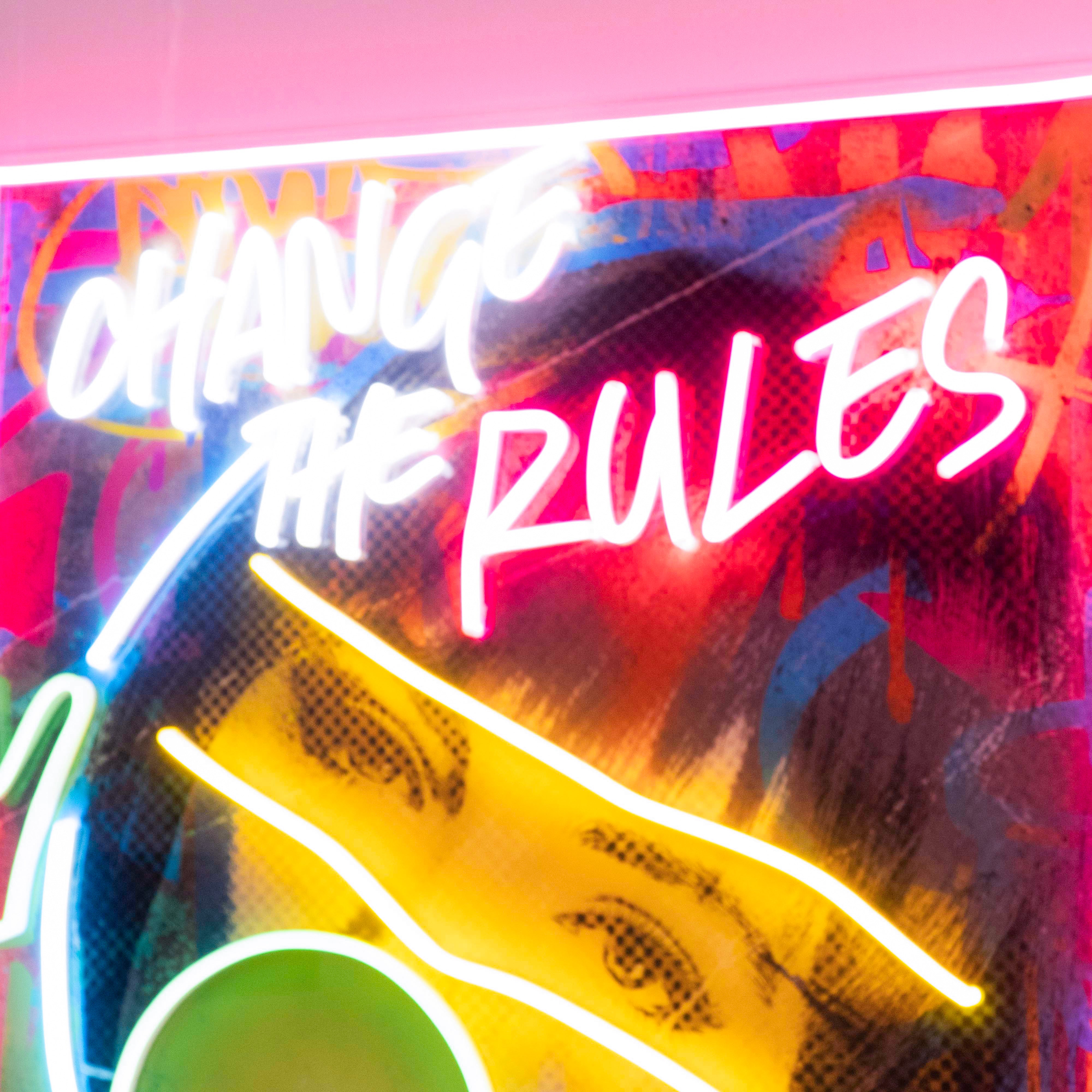 Rebelious Change The Rule Collapse Art LED Neon Sign Light Pop Art