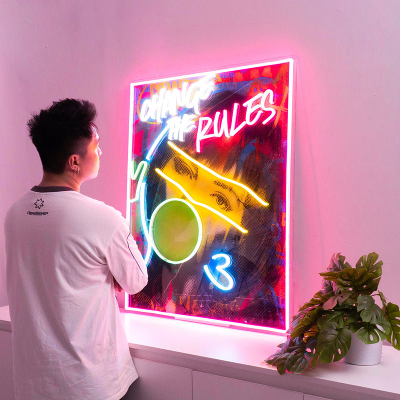 Rebelious Change The Rule Collapse Art LED Neon Sign Light Pop Art