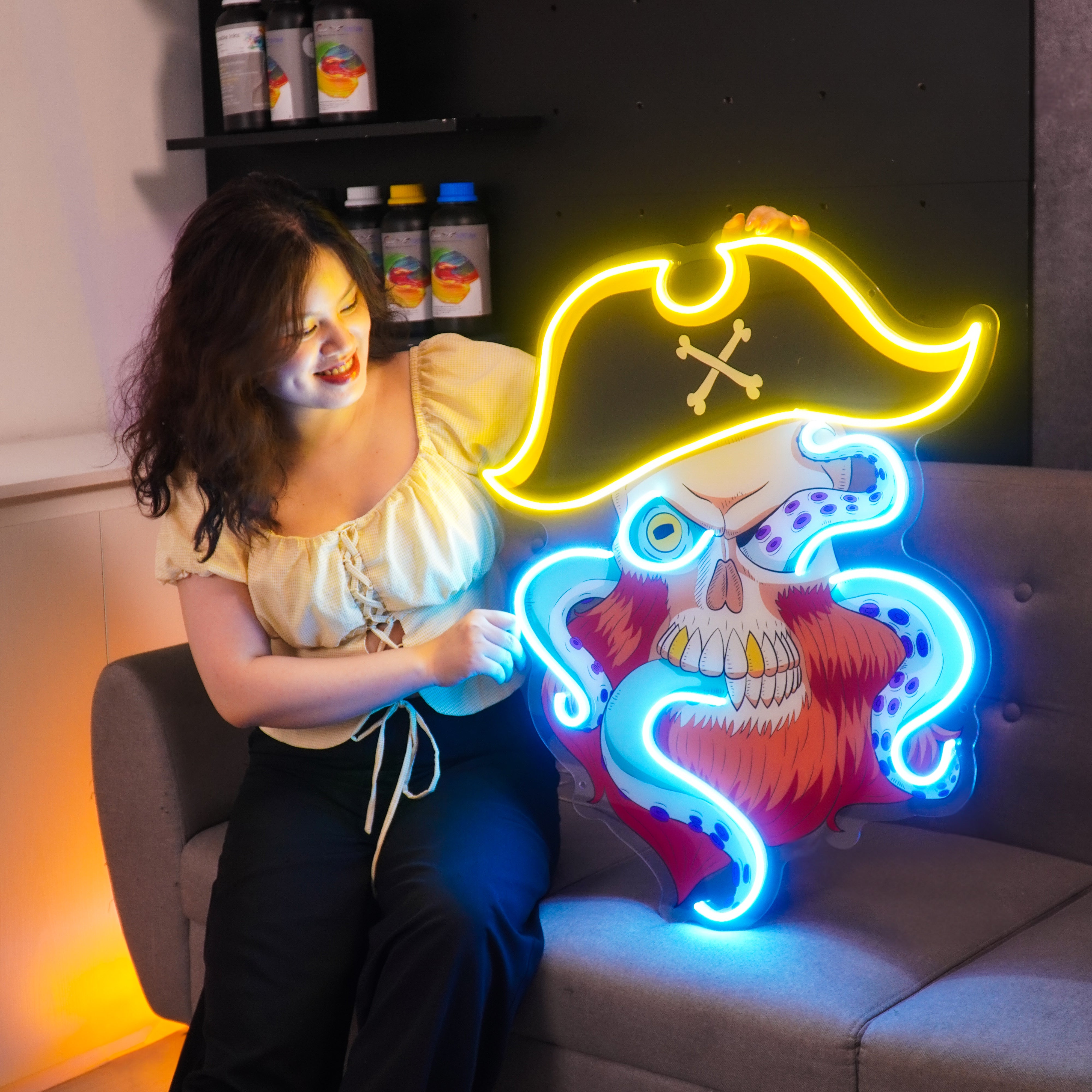 Pirate Captain Skull LED Neon Sign Light Pop Art