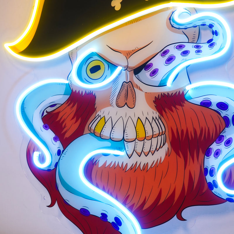 Pirate Captain Skull LED Neon Sign Light Pop Art