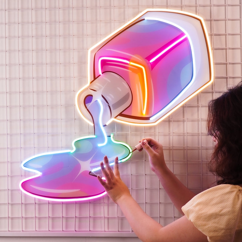 Nail Polish Spilling LED Neon Sign Light Pop Art