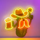 Cowboy Pickle Cartoon LED Neon Sign Light Pop Art