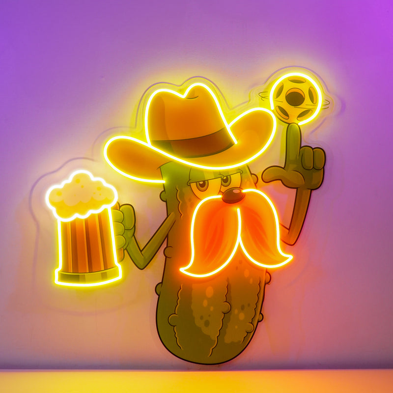 Cowboy Pickle Cartoon LED Neon Sign Light Pop Art