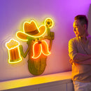 Cowboy Pickle Cartoon LED Neon Sign Light Pop Art