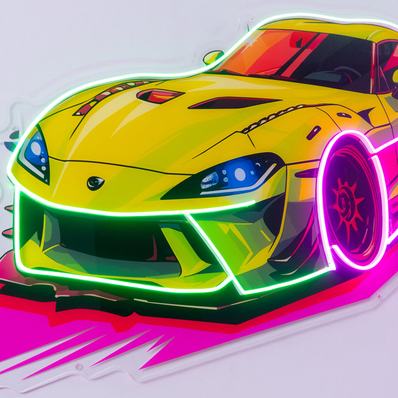 Green Sport Car LED Neon Sign Light Pop Art