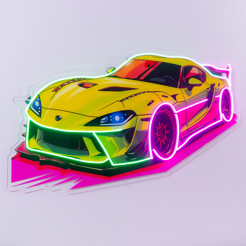 Green Sport Car LED Neon Sign Light Pop Art