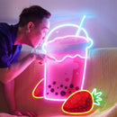 Strawberry Milk Neon Acrylic Artwork