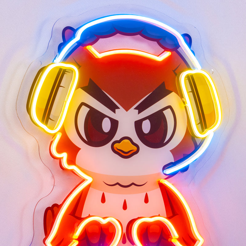 Cute Owl Gaming Cartoon LED Neon Sign Light Pop Art