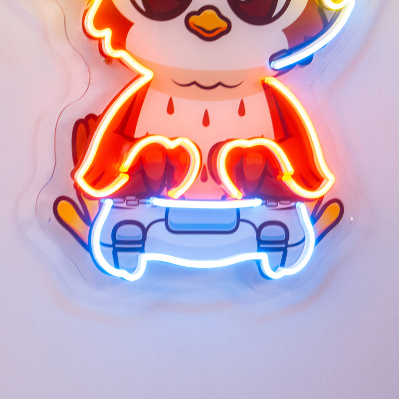 Cute Owl Gaming Cartoon LED Neon Sign Light Pop Art