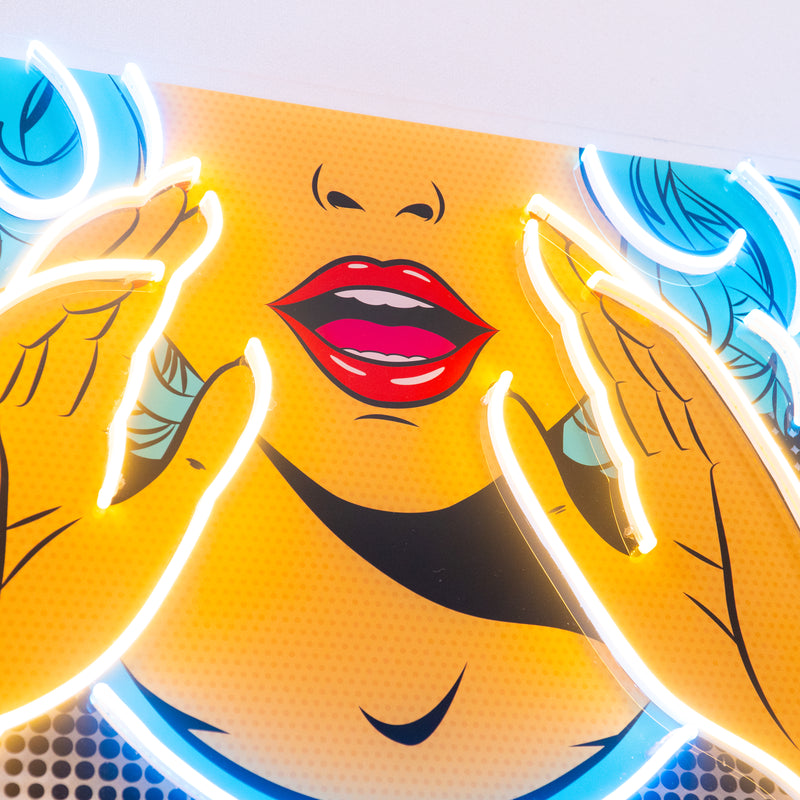 Comic Book Girl LED Neon Sign Light Pop Art