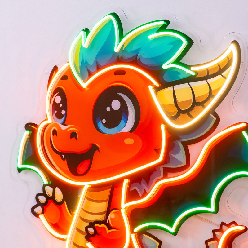 The Happy Dragon LED Neon Sign Light Pop Art