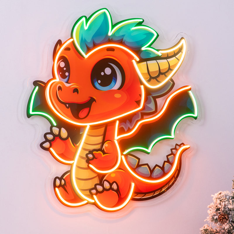 The Happy Dragon LED Neon Sign Light Pop Art