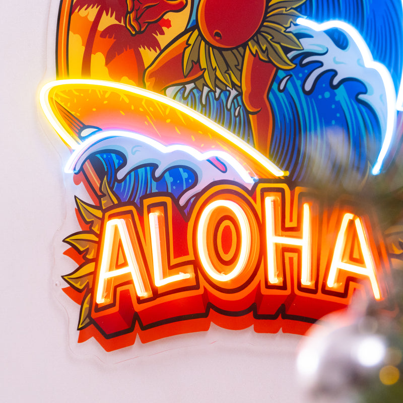 Aloha Tiki Surfing LED Neon Sign Light Pop Art