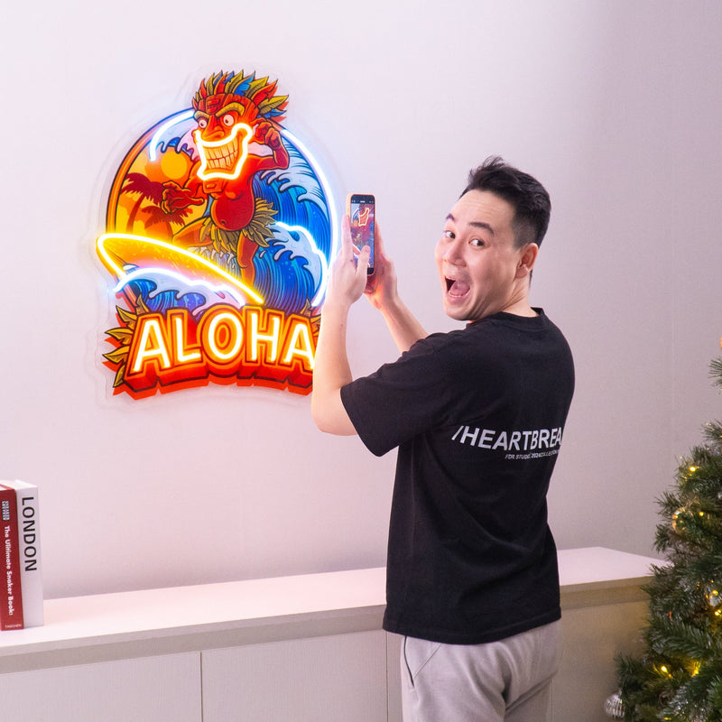 Aloha Tiki Surfing LED Neon Sign Light Pop Art