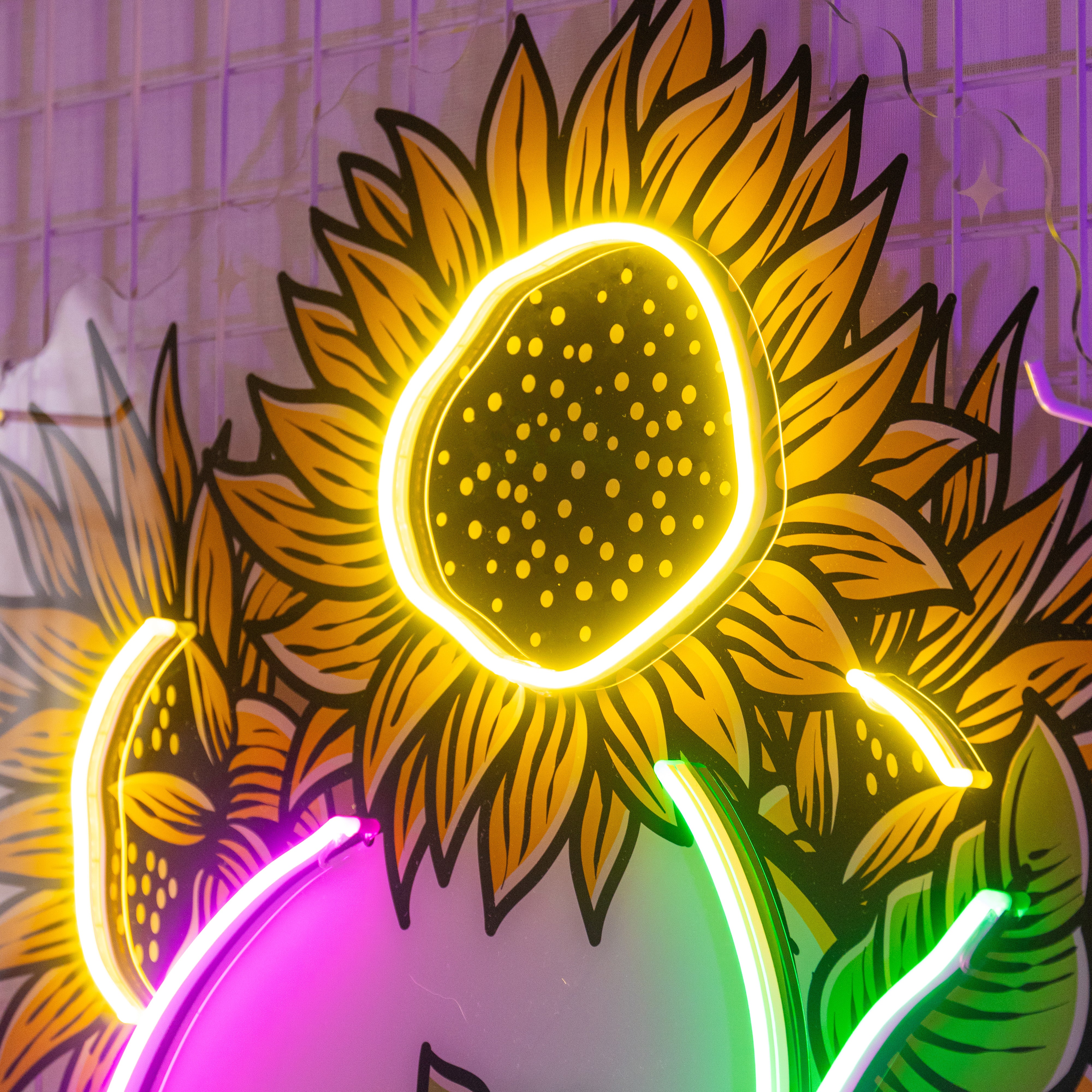 Skull Sun Flowers LED Neon Sign Light Pop Art