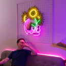 Skull Sun Flowers LED Neon Sign Light Pop Art