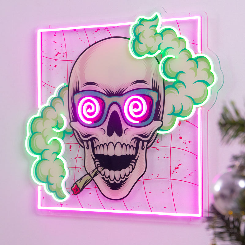 Smoking High Skull LED Neon Sign Light Pop Art