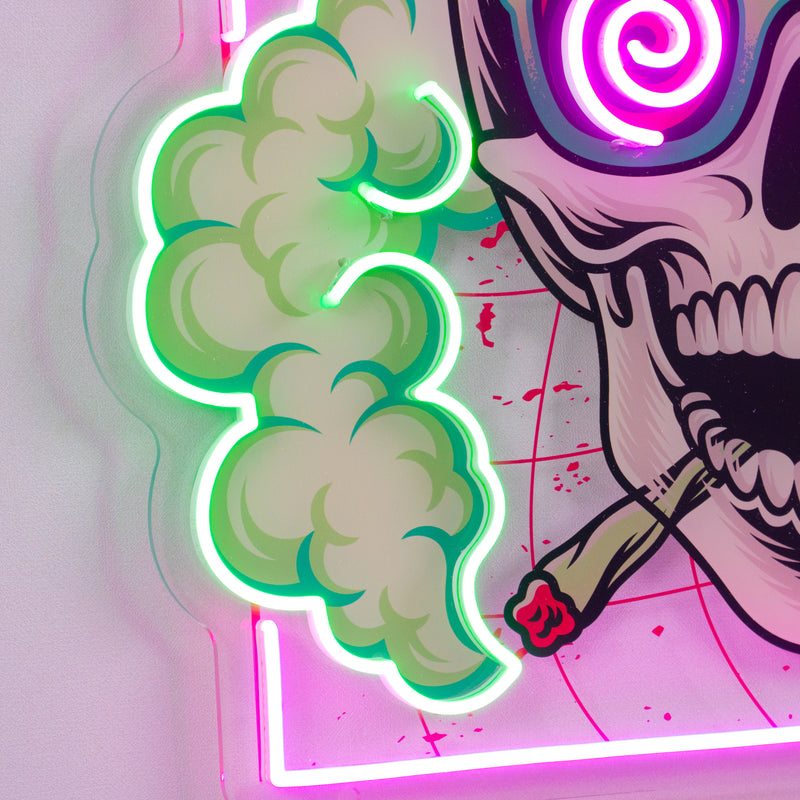 Smoking High Skull LED Neon Sign Light Pop Art