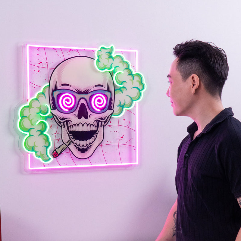 Smoking High Skull LED Neon Sign Light Pop Art