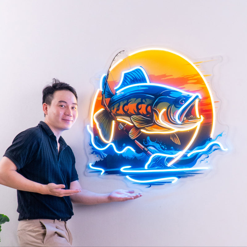 Fishing Cartoon LED Neon Sign Light Pop Art