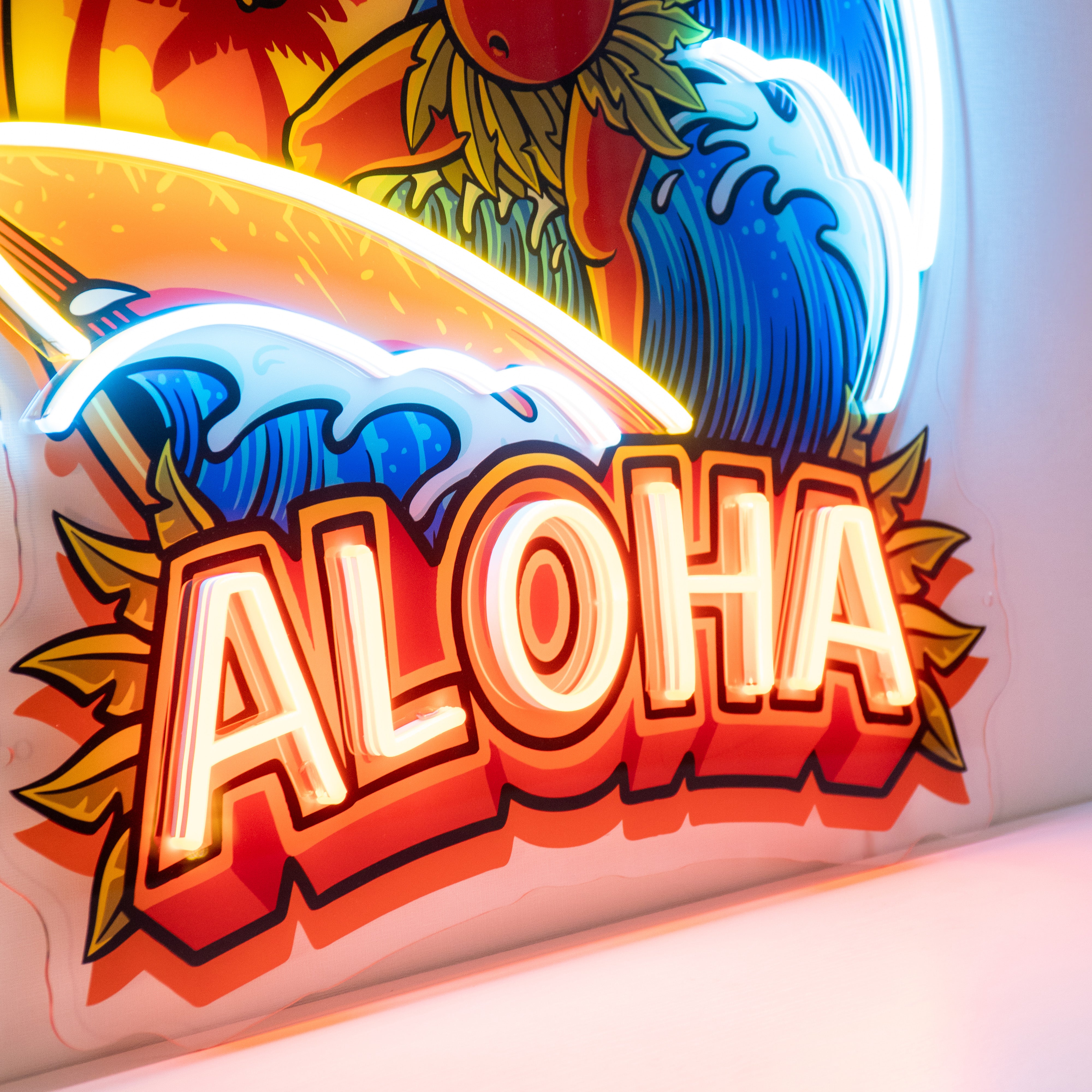 Aloha Tiki Surfing LED Neon Sign Light Pop Art