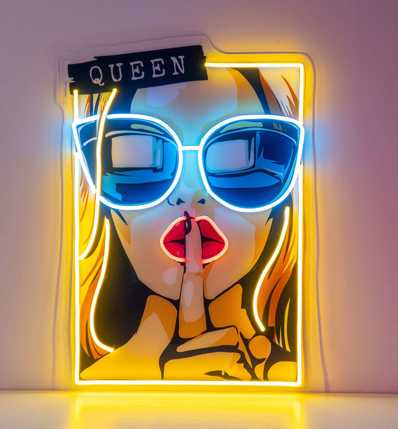 Cartoon Girl in Sunglasses LED Neon Sign Light Pop Art