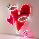Abstract Face With Hearts LED Neon Sign Light