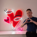Abstract Face With Hearts LED Neon Sign Light