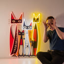 Cat Family In Abstract Art LED Neon Sign Light