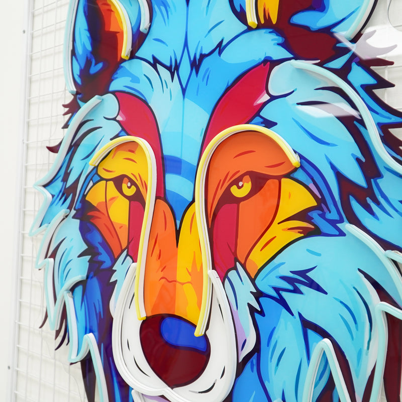 Colorful Wolf LED Neon Sign Light Pop Art