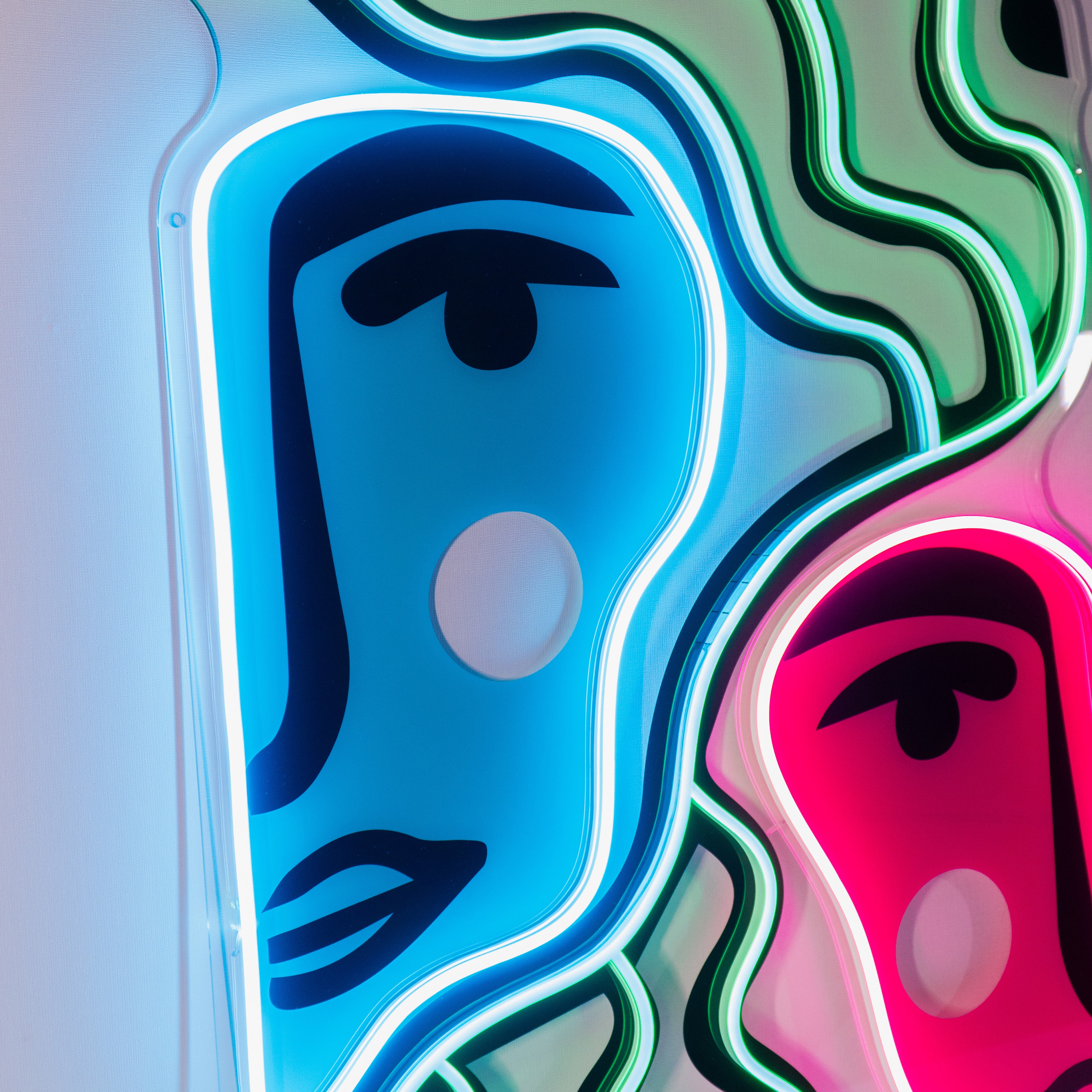 Colorful Two Faces Abstract Art LED Neon Sign Light