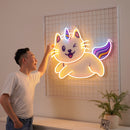 Cat Unicorn Flying LED Neon Sign Light Pop Art