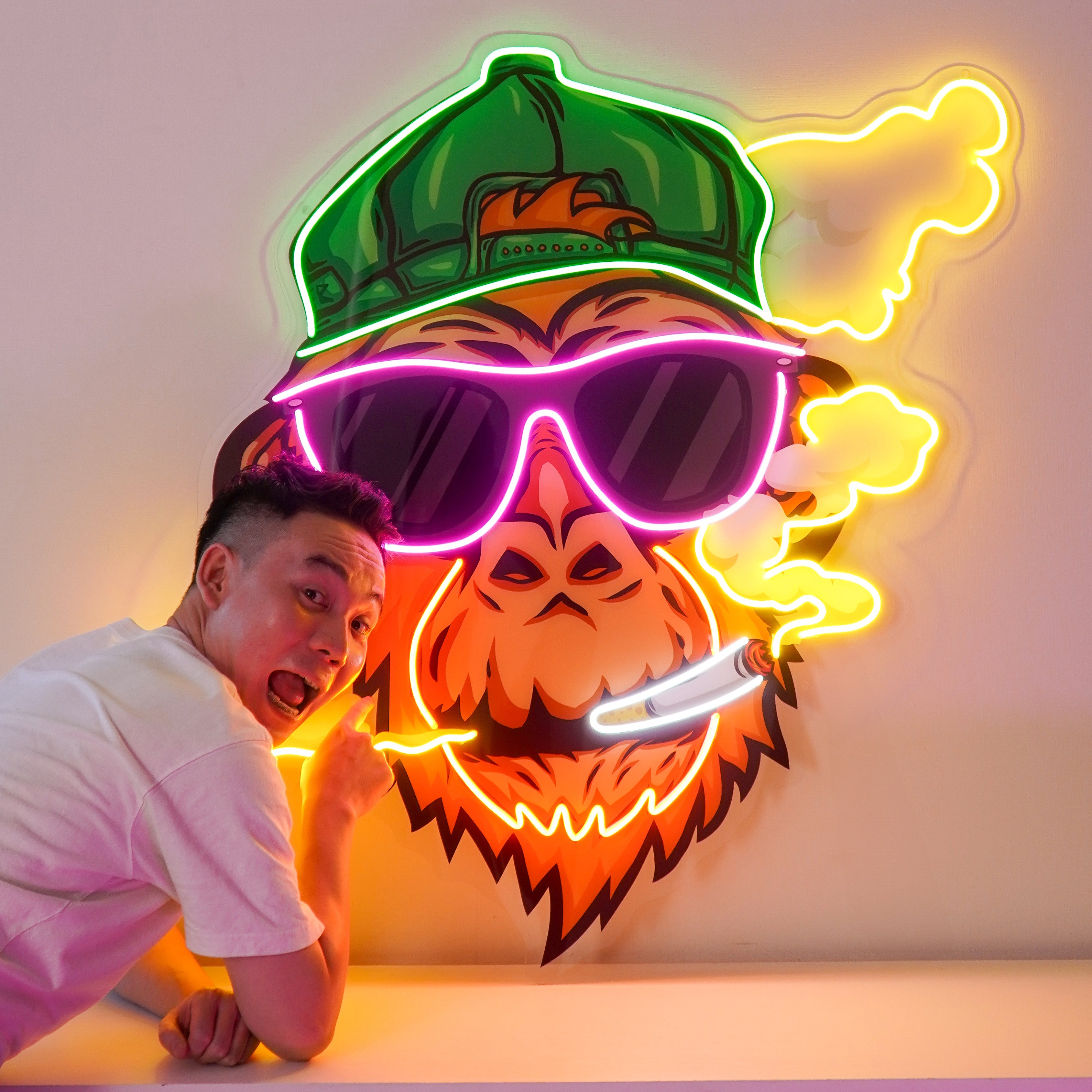 Monkey Smoking Cigar LED Neon Sign Light Pop Art