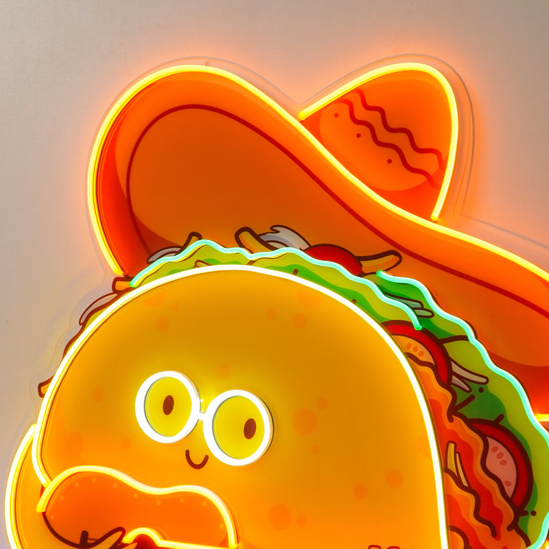 Taco Gentlemen Neon Acrylic Artwork