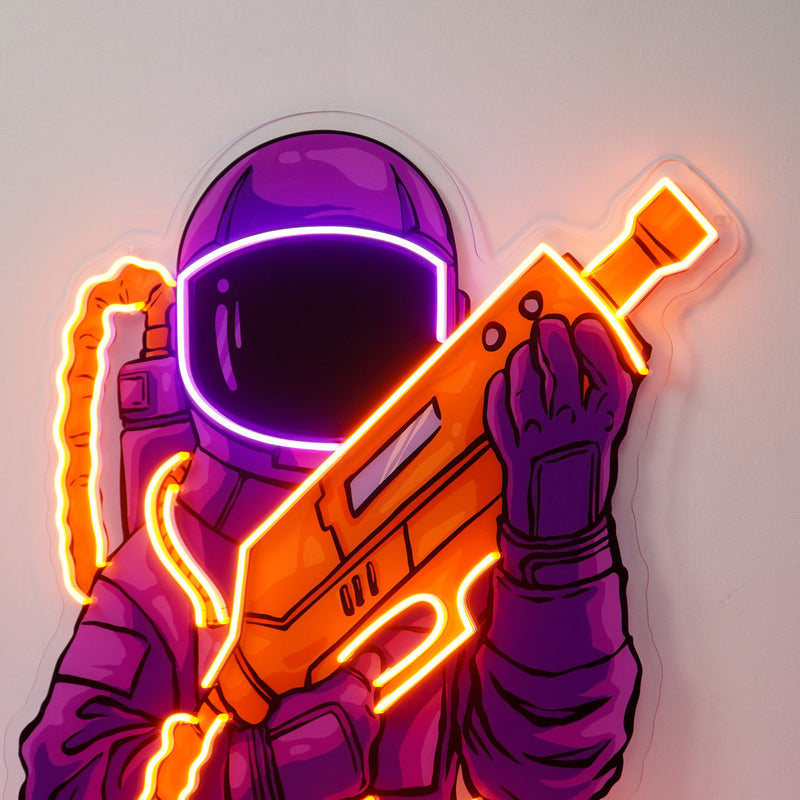 Astronaut Sight Gun Head LED Neon Sign Light Pop Art