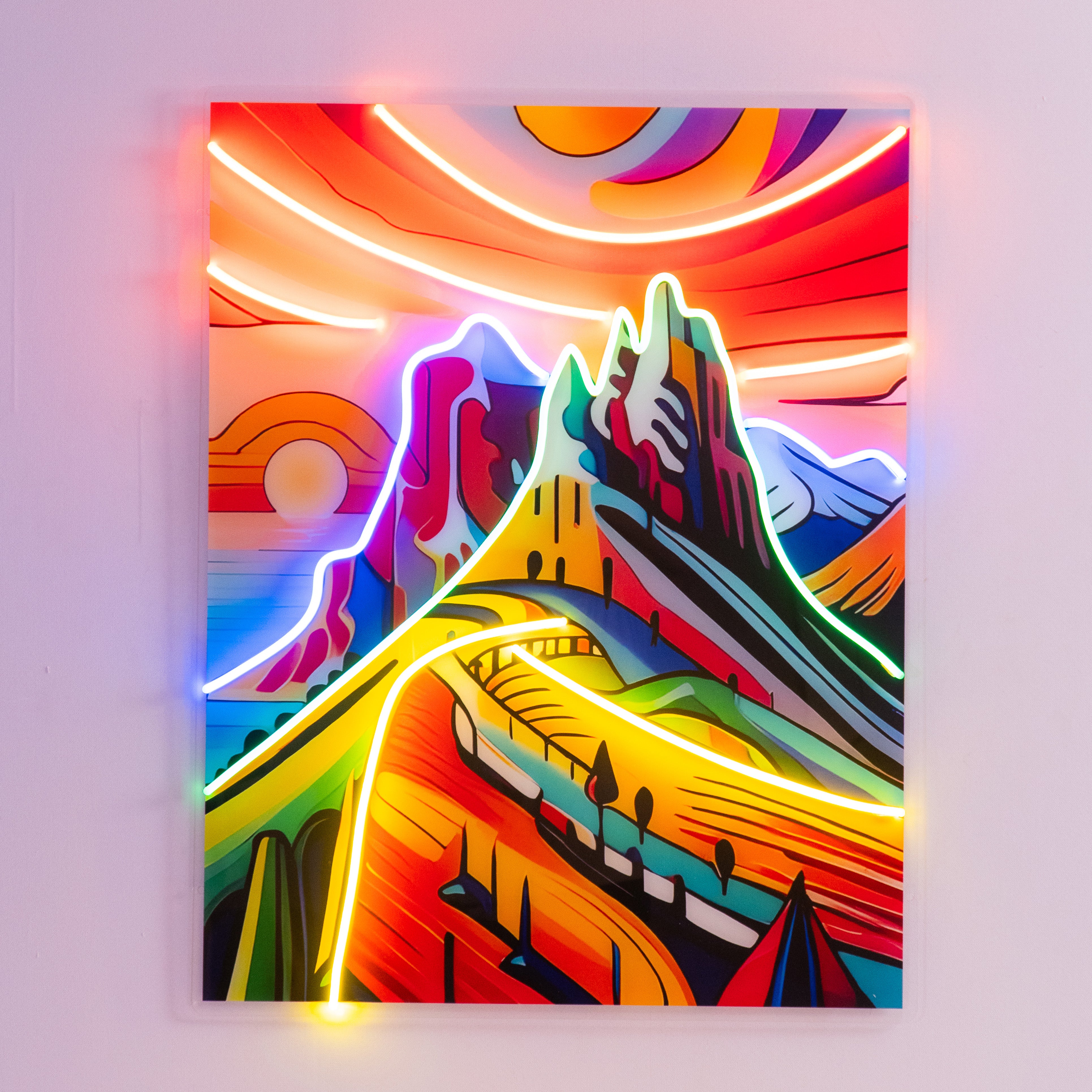 Colorful Mountainscape Abstract Art LED Neon Sign Light Pop Art