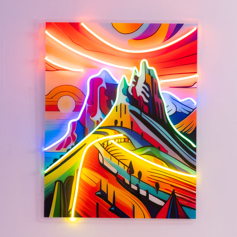 Colorful Mountainscape Abstract Art LED Neon Sign Light Pop Art