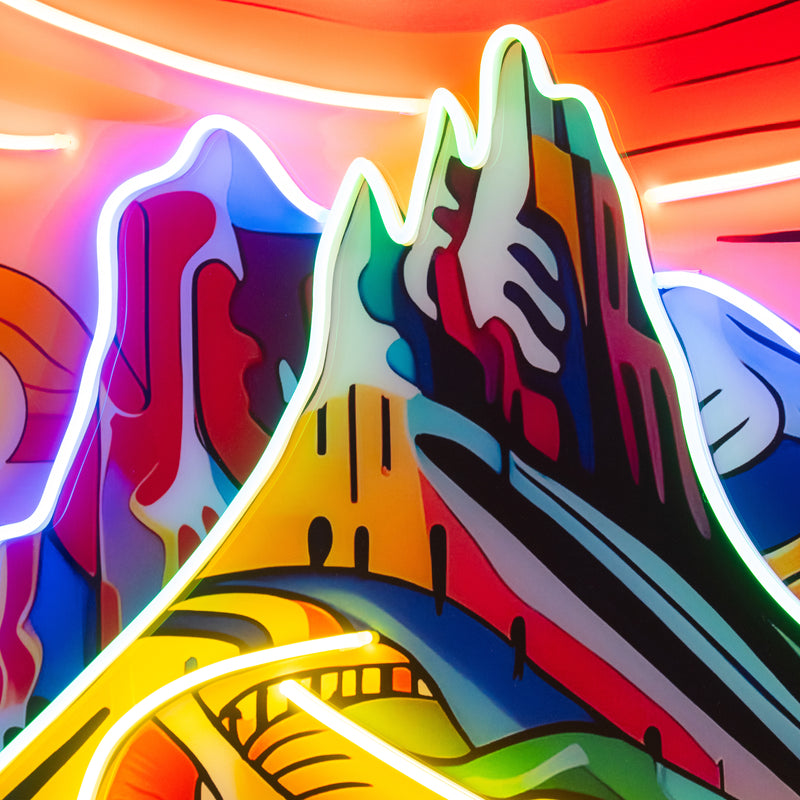 Colorful Mountainscape Abstract Art LED Neon Sign Light Pop Art